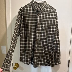 Woolrich Men's Gray and White Plaid Shirt